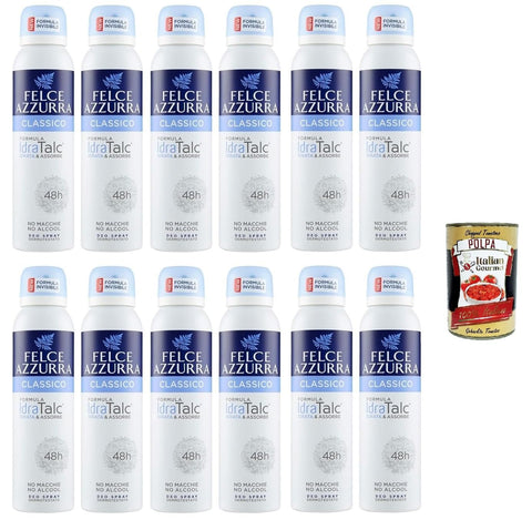 Felce Azzurra Classico Formula Idratalk Déodorant En Spray Efficacité 48 Heures Pas De Taches 12 X 150 Ml + Italian Gourmet Polpa 400 G