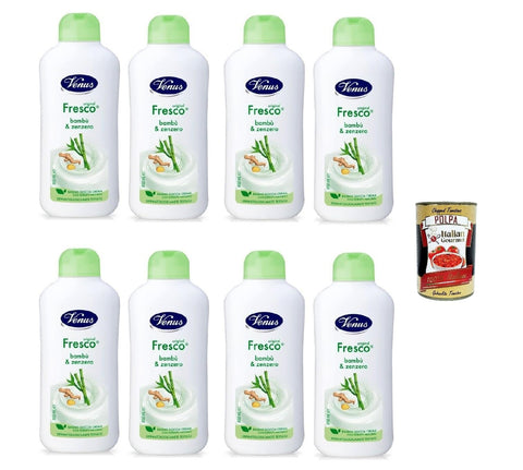 Venus Bagnodoccia Lot De 8 Gels Douche Frais Au Bambou Et Au Gingembre – Peau Douce, Lisse Et Veloutée – Nettoyant Pour Le Corps 650 Ml + Italian Gourmet Polpa 400 G