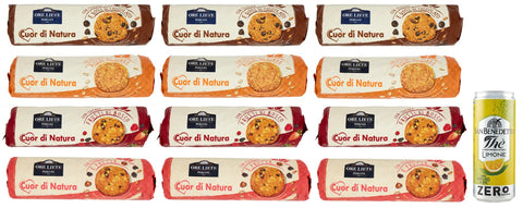 Ore Liete Cuor Di Natura Biscotti Con Cereali Lot De 12 Biscuits Avec Céréales, Sans Sucre Ajouté, 250 G + 1 Boîte De Thé Glacé San Benedetto Au Citron Sans Sucre 330 Ml