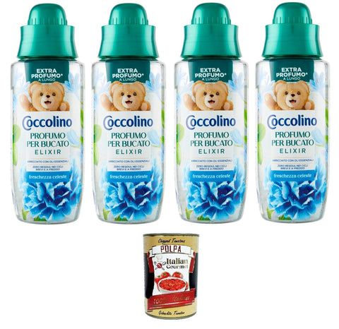 Coccolino Profumo Per Bucato Elixir Freschezza Lot De 4 Parfums De Linge Frais Céleste 4 X 342 Ml + Italian Gourmet Polpa 400 G