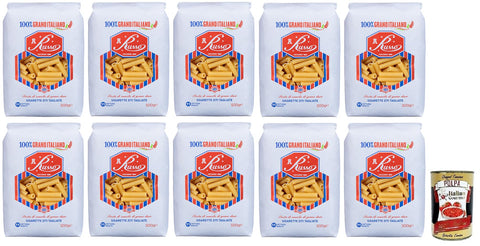 Russo Sigarette Ziti Tagliate N°125 Lot De 10 Pâtes À Semoule De Blé Dur, 100 % Blé Italien, Paquet De 500 G + Boîte De 400 G