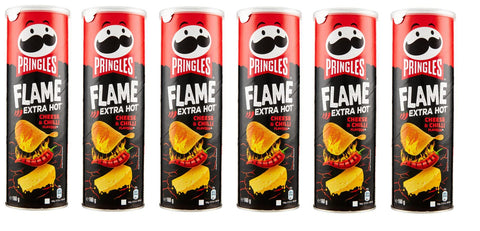 Pringles Flame Lot De 6 Collations Salées Au Fromage Extra Chaud Au Goût De Fromage Épicé 160 G