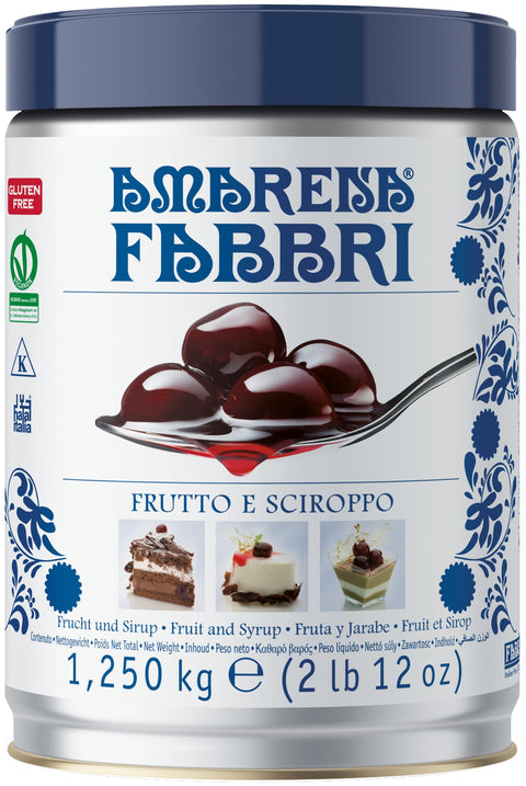 Fabbri 1905-Cerises Amarena Au Sirop.Un Plaisir Unique Avec Des Cerises Mi-Candies D'italie.Ingrédient Polyvalent Pour Les Desserts, Les Décorations, Le Yaourt Et Les Cocktails.Goût Inimitable, 1250 G