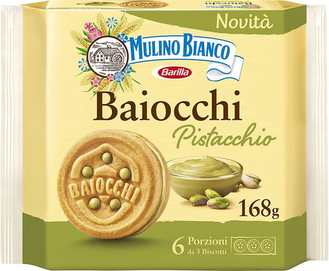 Mulino Bianco Baiocchi Pistachio Pistazienkekse, Kekse Mit Pistazien 168g, 168 G (Lot De 1), 6.0 Unité, 168.0 Grams