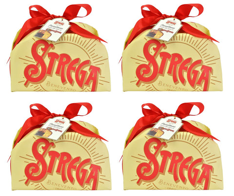 Alberti Strega Panettone Lot De 4 Gâteaux De Noël Avec Sultanines Et Écorces D'orange Confites, Remplis De Crème Strega 1 Kg