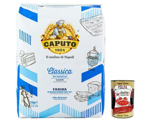 Farina Molino Caputo Classica Per Pizza Napoli Farine À Pizza 5 Kg + Polpa Italian Gourmet 400 G