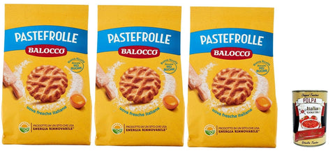 Balocco Pastefrolle Biscotti Con Latte Italiano E Uova Fresche, Biscuits Au Lait Italien Et Aux Œufs Frais, 3x 350g + Italian Gourmet Polpa 400g