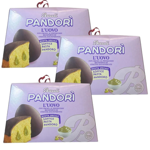 3x Bauli Pandorì L'Uovo Gâteau de Pâques à la crème de pistache et au chocolat noir, pâte pandoro moelleuse, 620 g