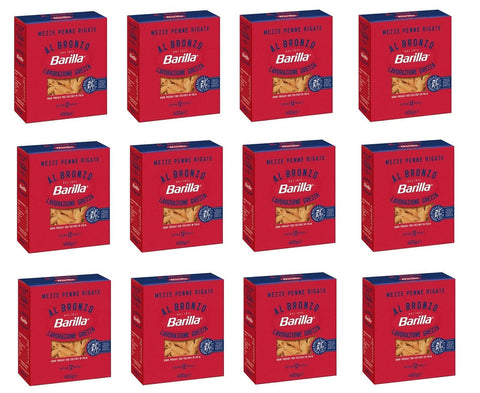 Barilla Mezze Penne Rigate Al Bronzo Lot De 12 Pâtes Tirées 400 G