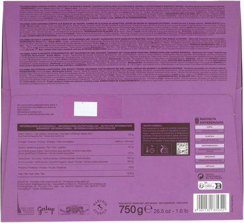 3x GALUP Colomba Frutti Di Bosco E Yogurt, Colomba de Pâques aux baies et au yaourt, 750 g