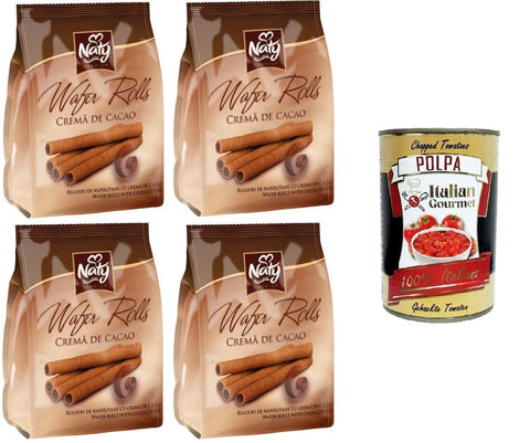 Naty Premium Wafers Rolls Crème De Cacao Gaufres, Petits Pains, Crème Au Cacao 4 X 100 G + Italian Gourmet Polpa 400 G