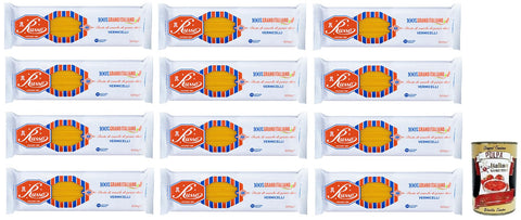 Russo Vermicelli N°70 Lot De 12 Pâtes À Semoule De Blé Dur 100 % Blé Italien 500 G + Boîte De 400 G