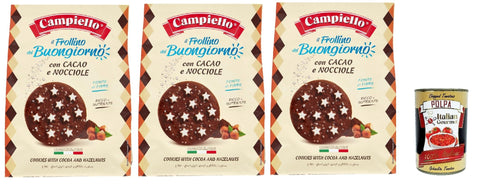 Campiello Il Frollino Del Buongiorno Con Cacao E Nocciole, Biscuits Au Cacao Et Aux Noisettes, Cookies Biscuits, 3x 700g + Italian Gourmet Polpa 400g