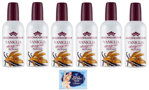 Giardino Dei Sensi Profumo Vaniglia Essenziale Lot De 6 Parfums Essentiels Pour Femme 100 Ml + 1 Sachet De Talc Felce Azzurra 100 G