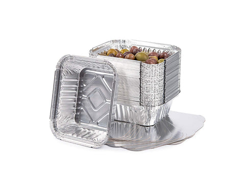 Contital Barquettes En Aluminium R28l Avec Couvercle, 1 Portion, Barquettes Jetables Gamme Professionnelle - 50 Pièces