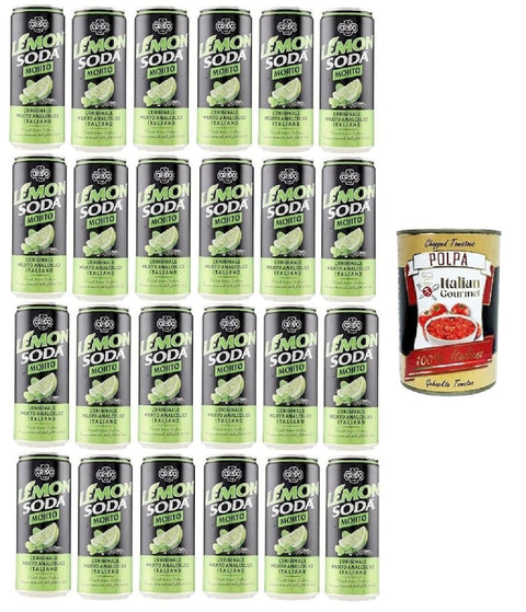 Lemonsoda Mojito De Crodo, Jus De Citron Vert Du Sud De L'italie, Rafraîchissant Et Fruité, Peut 24x 330 Ml + Italian Gourmet Polpa 400g