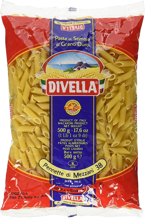 Lot De 5 Pâtes Divella 100 % Italiennes N°38 Pennette Di Mezzani 500 G