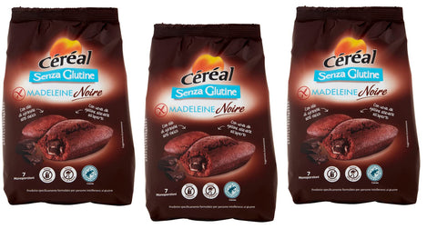 Céréal Madeleine Noire Senza Glutine Lot De 3 Collations Sucrées Avec Remplissage Au Cacao Sans Gluten 200 G
