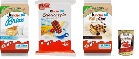 Testpaket Kinder Ferrero Brioss Colazione Più Panecioc Brioche Snack 3x 270g + Italian Gourmet Polpa 400g