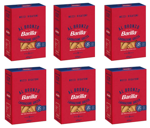 Barilla Mezzi Rigatoni Al Bronzo Lot De 6 Pâtes Tirées Bronze 400 G