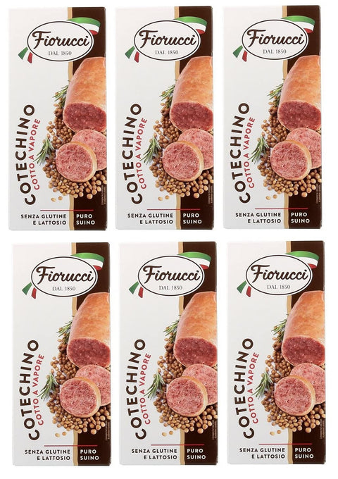 Fiorucci Cotechino Lot De 6 Viandes Fumées Traditionnelles Typiques Sans Gluten 500 G Cotechino Cuit À La Vapeur