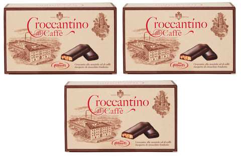 3 X Alberti Strega Croccantino Al Caffè Croccante Alle Nocciole E Al Caffè Ricoperto Di Cioccolato Fondente Croustillant Aux Noisettes Et Café Recouvert De Chocolat Noir 300g Sans Gluten