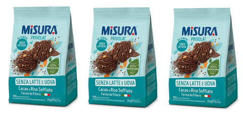 3 Biscuits Misura Privolat Cacao E Riso Soffiato Avec Riz Bouffé Et Cacao Sans Lait Ni Œufs 290 G De Biscuits