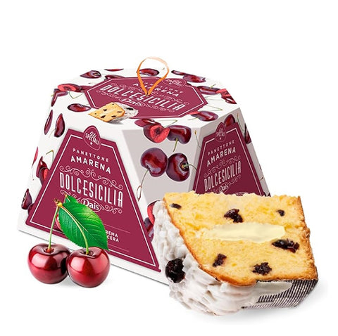 4x Dais Panettone Dolcesicilia Crema Pasticcera e Amarena Panettone mit Konditorcreme und Amarenakirschen 800 g