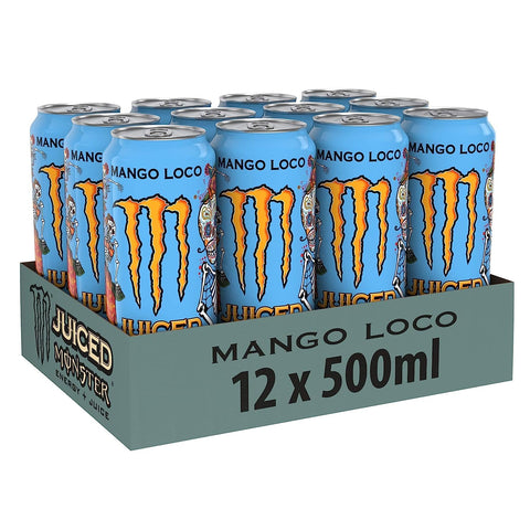Monster Energy Mango Loco Lot De 48 Boissons Énergisantes Contenant De La Caféine Avec Goût De Fruits Tropicaux De Mangue, Goyave Et Ananas 500 Ml + Polpa Italian Gourmet 400 G