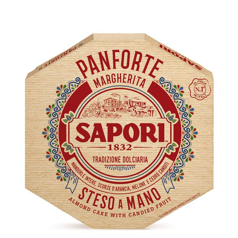 Sapori Panforte Margherita Steso A Mano Gâteau De Noël Avec Amandes Sucrées Entières, Zeste D'orange, Melon Et Citron Confits Produits De Boulangerie De 320 G