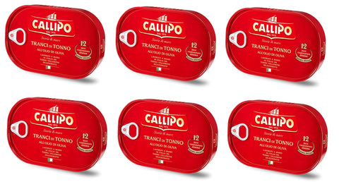 6 X Callipo Tranci Di Tonno All'olio Di Oliva Thon Italien À L'huile D'olive 320 G Tranches De Thon Dans L'huile D'olive 12 Mois De Maturation