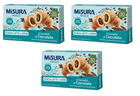 3x Misura Privolat Cornetti Al Cioccolato Senza Latte E Uova Croissants Avec Remplissage Au Chocolat Sans Lait Ni Œuf 290 G
