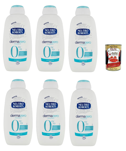 Neutro Roberts Dermazero Micellare Bagnodoccia Formule Bain Corporel Hydratante Et Enveloppante, Avec Huile De Glycérine Pure, 6 X 450 Ml + Polpa Italian Gourmet 400 G