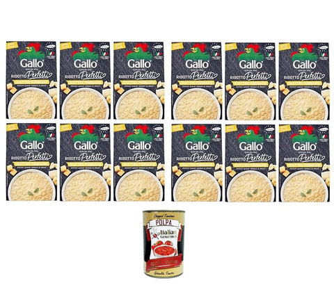 Gallo Risotto Perfetto Quattro Formaggi Lot De 12 Préparés Pour 4 Risotto Au Fromage 100% Riz Italien 175 G + Italian Gourmet Polpa 400gr