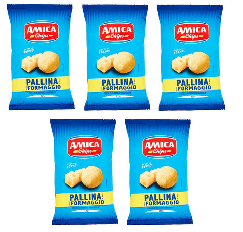 Amica Chips Pallina Al Formaggio Lot De 5 Collations De Maïs Avec Saveur De Fromage Et Collation Salée 125 G