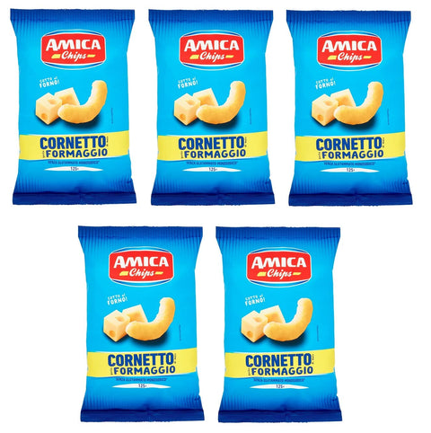 Amica Chips Cornetto Al Formaggio Lot De 5 Collations De Maïs Avec Saveur De Fromage, Collation Salée 125 G