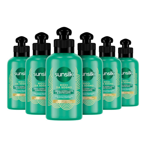 Sunsilk, Lot De 6 Crèmes Démêlantes Pour Boucles De Rêve, Sans Rinçage, Formule Active Fusion Avec Huile De Macadamia, Élastine Et Biotine, 200 Ml