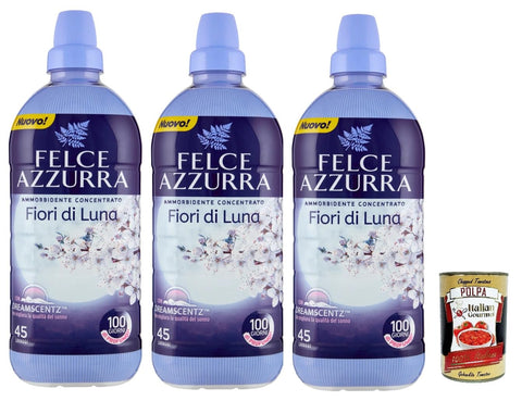 Felce Azzurra Ammorbidente Concentrato Fiori Di Luna Adoucissant Concentré Parfumé, 45 Lavages, 3 X 900 Ml + Italian Gourmet Polpa 400 G