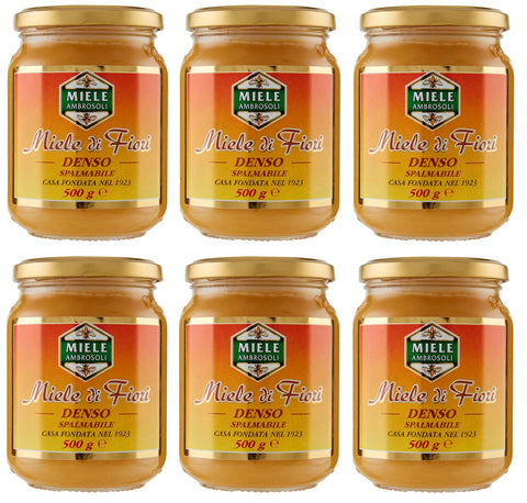 Ambrosoli Miele Di Fiori Denso Spalmabile Lot De 6 Miel De Fleurs Denses 500 G