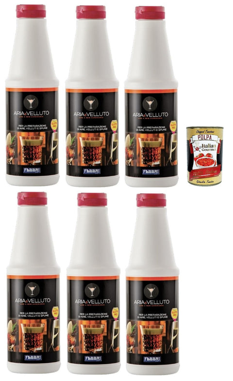 Fabbri Aria E Velluto, Sans Gluten, Préparé Sous Forme Liquide Pour La Fabrication De Velvets Et D'air 6 X 800 G + Italian Gourmet Polpa 400 G