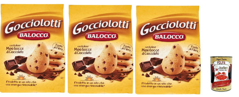 Balocco Gocciolotti Biscotti Con Gocce Di Cioccolato, Biscuits Avec Pépites De Chocolat, Cookies Biscuits 100% Biscuits Italiens, 3x 350g + Italian Gourmet Polpa