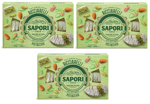 Sapori Ricciarelli Al Pistacchio Lot De 3 Pâtes D'amande Pistache 140 G Spécialités Italiennes De Noël