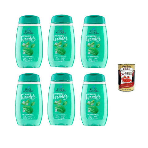 Felce Azzurra - Docciaschiuma My Mood Wonder Mint - Gel Douche À La Menthe - 6 X 250 Ml - 6 X 250 Ml + Italian Gourmet Polpa 400 G