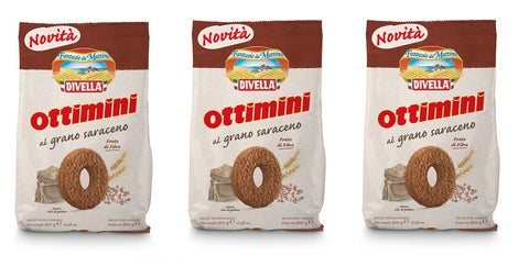 Lot De 3 Biscuits Divella Ottimini Al Grano Saraceno - 300 G - Biscuits Italiens