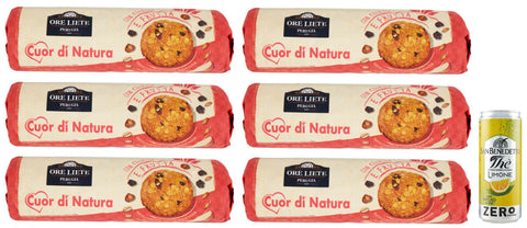 Ore Liete Cuor Di Natura Biscotti Frutta, Biscuits Avec Céréales Et Fruits, Avec Farine De Grains Entiers Et Sans Sucre Ajouté, 250 G + 1 Boîte De Thé Glacé San Benedetto Au Citron Sans Sucre 330 Ml