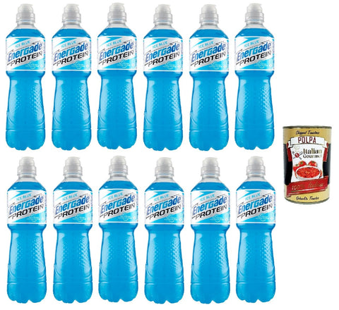 Energade Protein Ice Blue Lot De 12 Flacons De 750 Ml Avec Notes De Framboise Et De Mûre, Boisson Sans Alcool Avec Protéines, Sels Minéraux Et Sucre, 12 X 750 Ml + Italian Gourmet Polpa 400 G