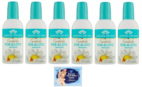 Giardino Dei Sensi Profumo Fior Di Loto Lot De 6 Parfums Pour Femme Fleur De Lotus 100 Ml + 1 Sachet De Talc Felce Azzurra 100 G