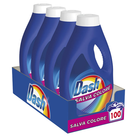 Dash Lessive Lave-Linge Liquide 100 Lavages (4 X 25), Spécifique Pour Vêtements Colorés, Maxi Format, Nettoyage En Profondeur Pour Tous Les Vêtements