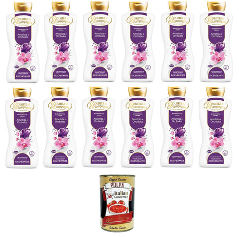 Spuma Di Sciampagna Soin Corporel Régénérant Et Bien-Être, Crème D'améthyste Et D'orchidée, 12 X 650 Ml + Italian Gourmet Polpa 400 G