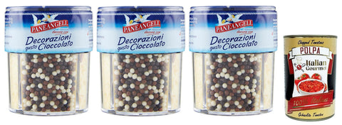 Paneangeli Decorazioni Al Gusto Cioccolato Lot De 3 Décorations Pour Dessert Au Goût Chocolat Emballage Refermable De 70 G + Boîte Italienne Gourmet Polpa Di Pomodoro 400 G